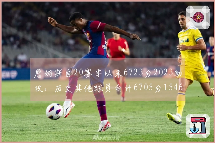 詹姆斯自20赛季以来6723分2023助攻，历史其他球员合计6705分1546助攻